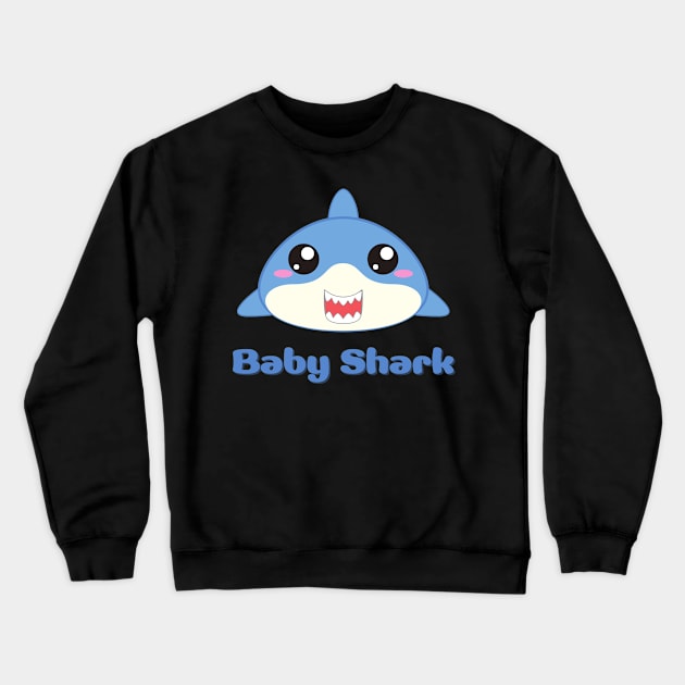 Blue Illustrated cute Shark Crewneck Sweatshirt by irelandefelder